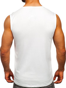 Biała koszulka tank top z nadrukiem Bolf 14825