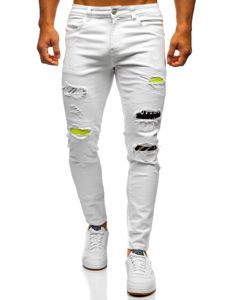 Białe jeansowe spodnie męskie skinny fit Denley KA1871-12