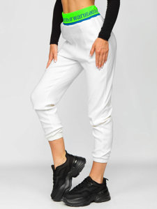 Białe spodnie dresowe damskie Denley H1007A