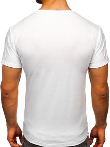 Biały T-shirt męski z nadrukiem Denley KS2098