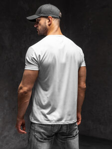 Biały T-shirt męski z nadrukiem Denley KS2098