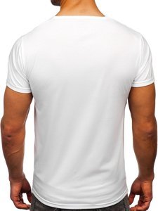 Biały T-shirt męski z nadrukiem Denley KS2336