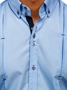 Błękitna koszula męska z długim rękawem Bolf 20725