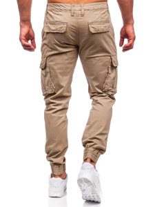 Camelowe spodnie jeansowe joggery bojówki męskie Denley ZK7813