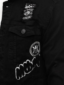 Czarna jeansowa kurtka męska Denley G131