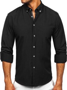 Czarna koszula męska z długim rękawem Bolf 20716