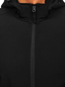 Czarna kurtka męska przejściowa softshell Denley HH017