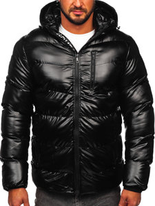 Czarna pikowana kurtka męska zimowa Denley 27M8105