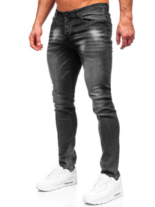 Czarne spodnie jeansowe męskie regular fit Denley MP019N
