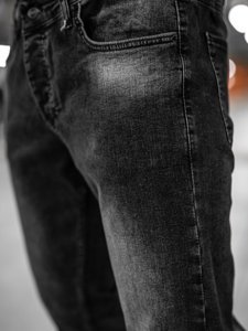 Czarne spodnie jeansowe męskie regular fit Denley R907