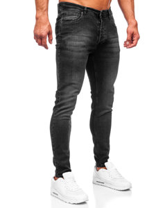 Czarne spodnie jeansowe męskie skinny fit Denley R919-1