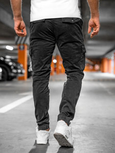 Czarne spodnie joggery bojówki męskie Denley R8702