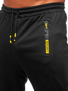 Czarne spodnie męskie joggery dresowe Denley K10352