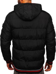Czarno-czerwona dwustronna pikowana kurtka męska zimowa Denley 7410