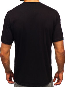 Czarny t-shirt męski z nadrukiem Denley 14496
