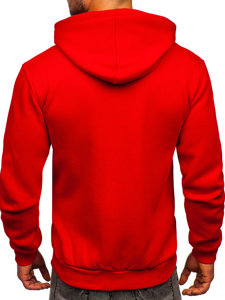 Czerwona z kapturem gruba bluza męska kangurka Bolf 1004