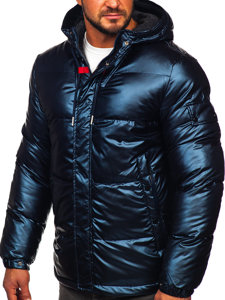Granatowa pikowana kurtka męska zimowa sportowa Denley EX2125