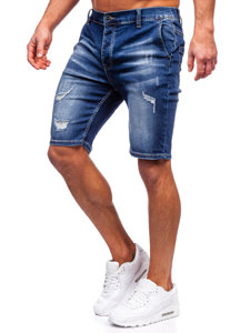 Granatowe krótkie spodenki jeansowe męskie Denley MP0041BS