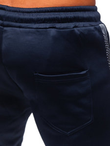 Granatowe ocieplane spodnie męskie joggery dresowe Denley HW2198