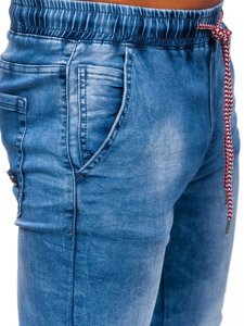 Granatowe spodnie jeansowe joggery męskie Denley TF119