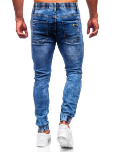 Granatowe spodnie jeansowe joggery męskie Denley TF164