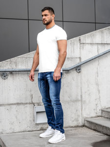Granatowe spodnie jeansowe męskie regular fit Denley MP021BS