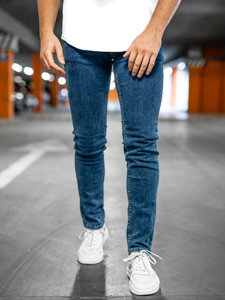 Granatowe spodnie jeansowe męskie slim fit Denley DP52