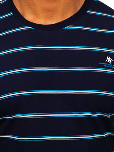 Granatowy t-shirt męski w paski Denley 14952