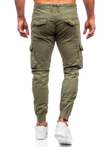 Khaki spodnie jeansowe joggery bojówki męskie Denley J679