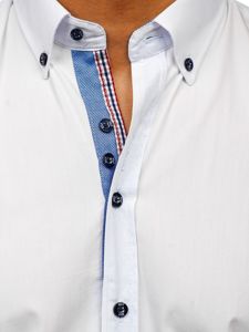 Koszula męska elegancka z długim rękawem biała Bolf 8838-1
