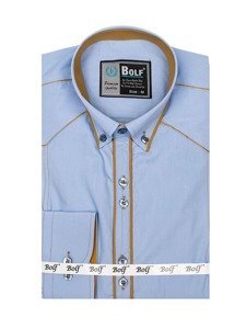Koszula męska elegancka z długim rękawem błękitna Bolf 4777
