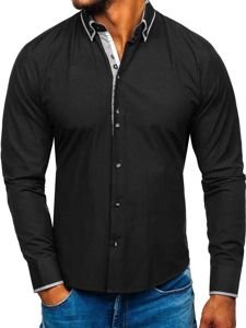 Koszula męska elegancka z długim rękawem czarna Bolf 6929-A