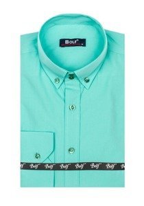Koszula męska elegancka z długim rękawem jasnozielona Bolf 5821-1