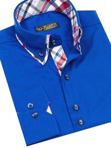 Koszula męska elegancka z długim rękawem niebieska Bolf 4704-1