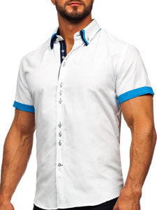 Koszula męska elegancka z krótkim rękawem biała Bolf 2926