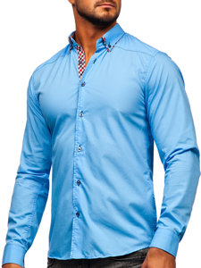 Koszula męska z długim rękawem błękitna Bolf 3707