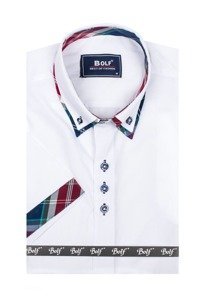 Koszula męska z krótkim rękawem biała Bolf 6540