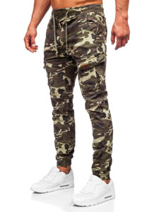 Moro-brązowe spodnie jeansowe joggery bojówki męskie Denley KA9225-2