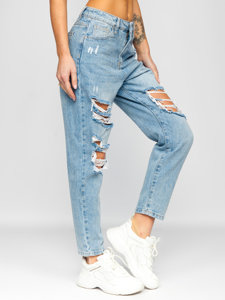 Niebieskie spodnie jeansowe damskie mom fit Denley WL2101