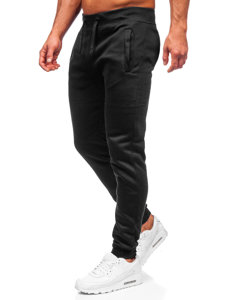 Spodnie męskie joggery dresowe czarne Denley XW01-A
