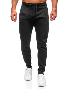 Spodnie męskie joggery dresowe czarne Denley XW01-A