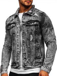 Szara jeansowa kurtka męska Denley AK588