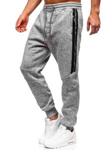 Szare spodnie męskie joggery dresowe Denley TC980