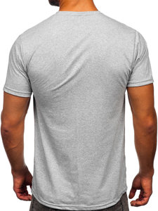 Szary t-shirt męski z nadrukiem Denley 14499